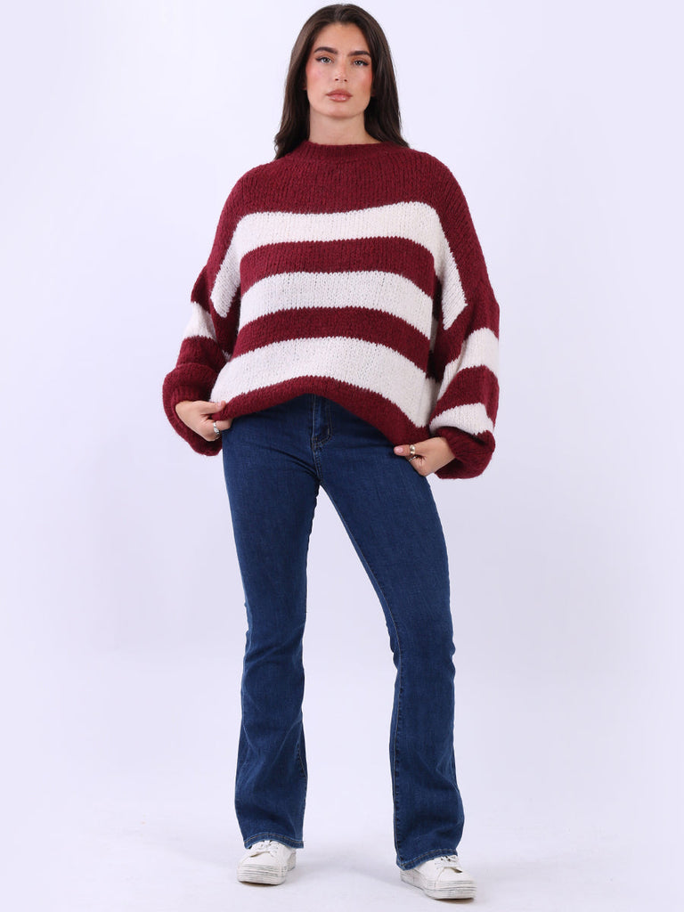 Batwing Wooly Knit Jumper Wine 