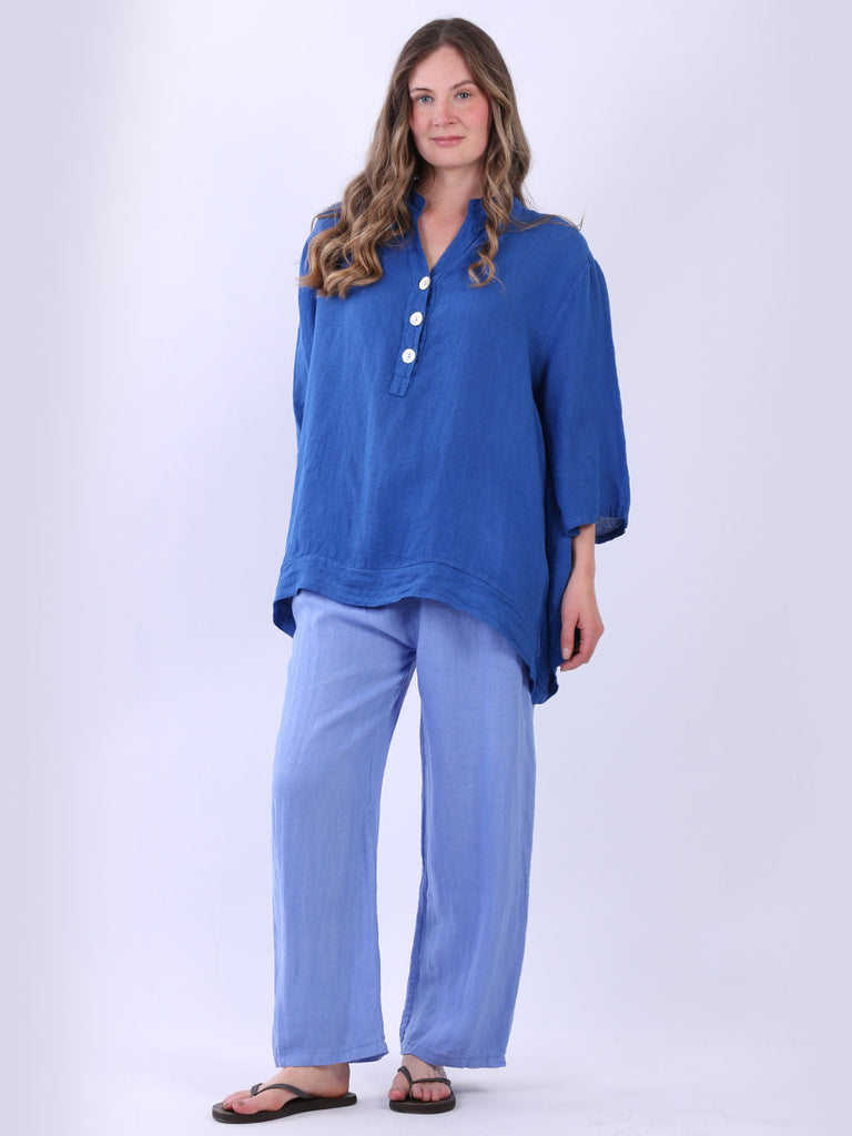 Plus Size Linen Top Royal Blue