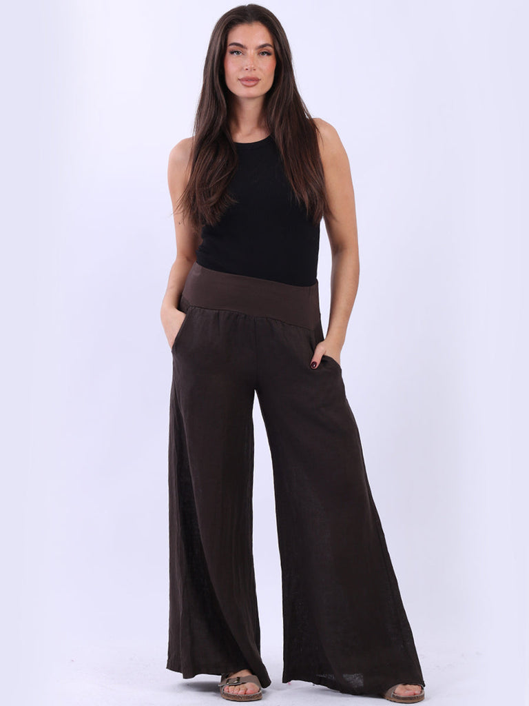 Plain Linen Palazzo Pant Chocolate
