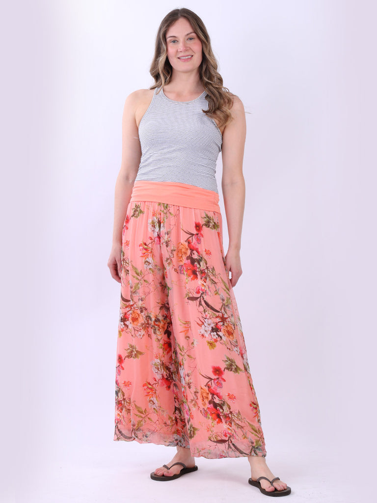 Floral Harem Silk Trouser Peach