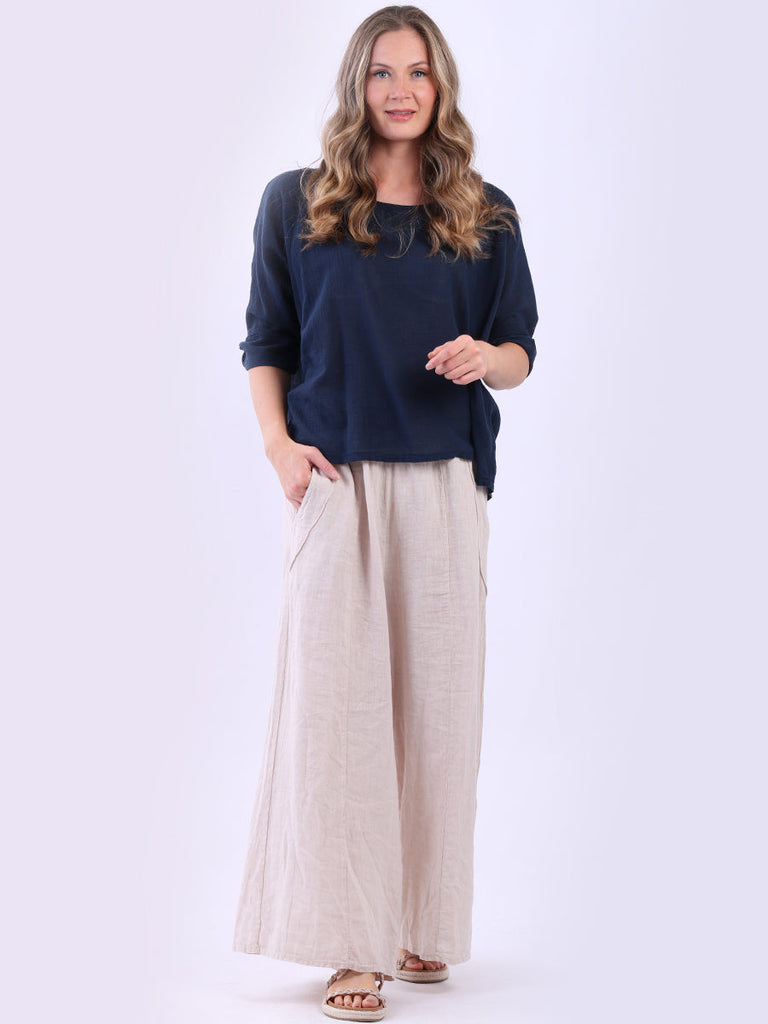 Plain Cotton Crop Top Navy