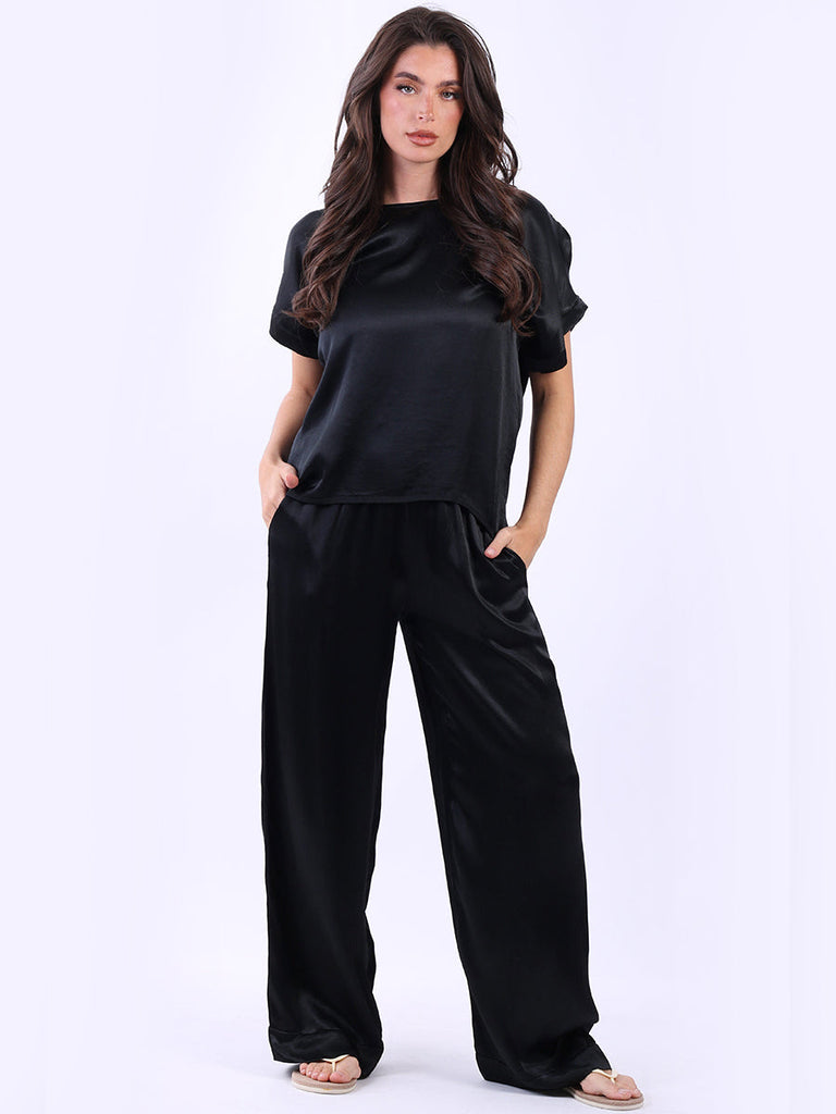 Satin Crop Top Black
