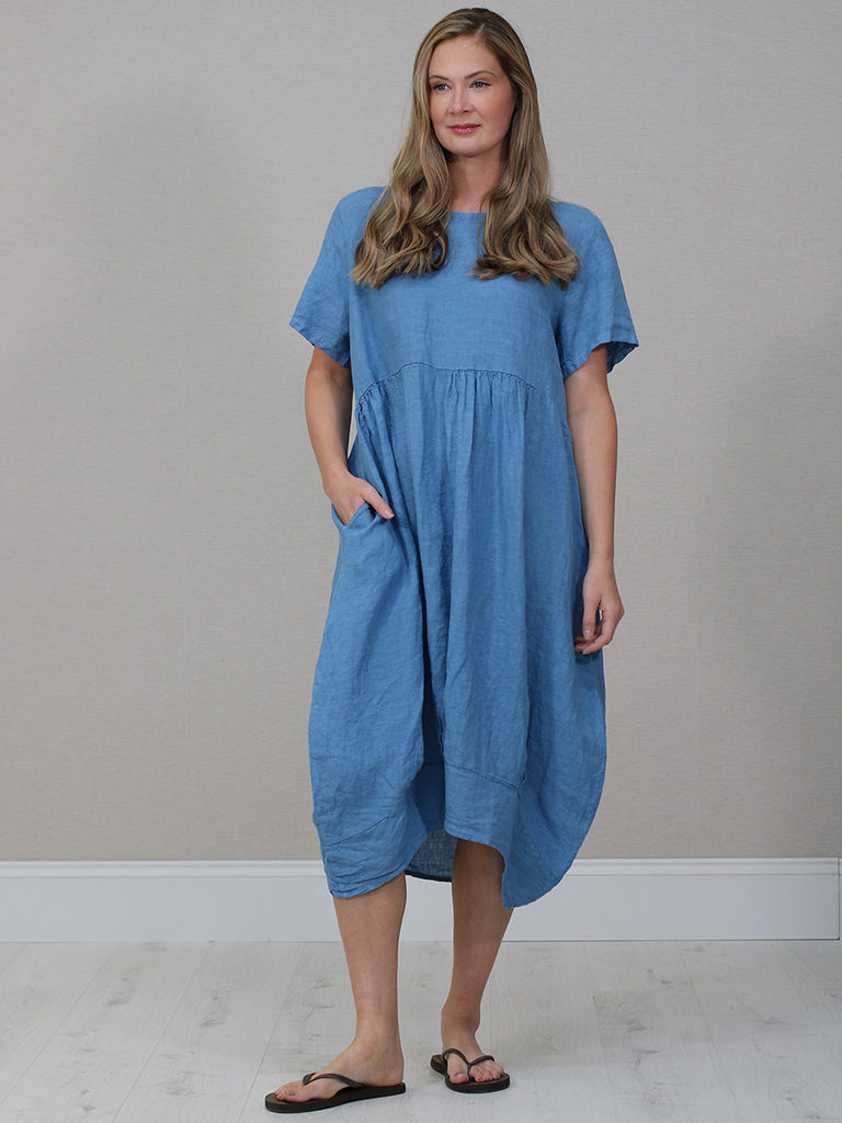Linen Lagenlook Midi Dress Denim