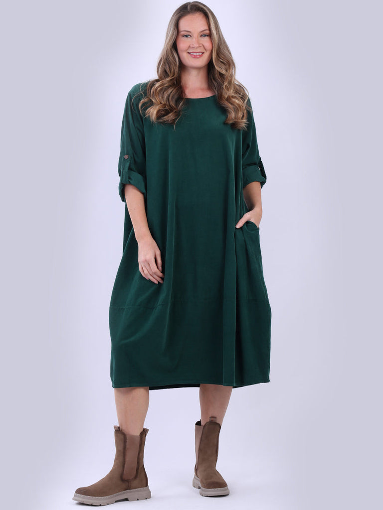 Oversized Corduroy Dress Bottle Green