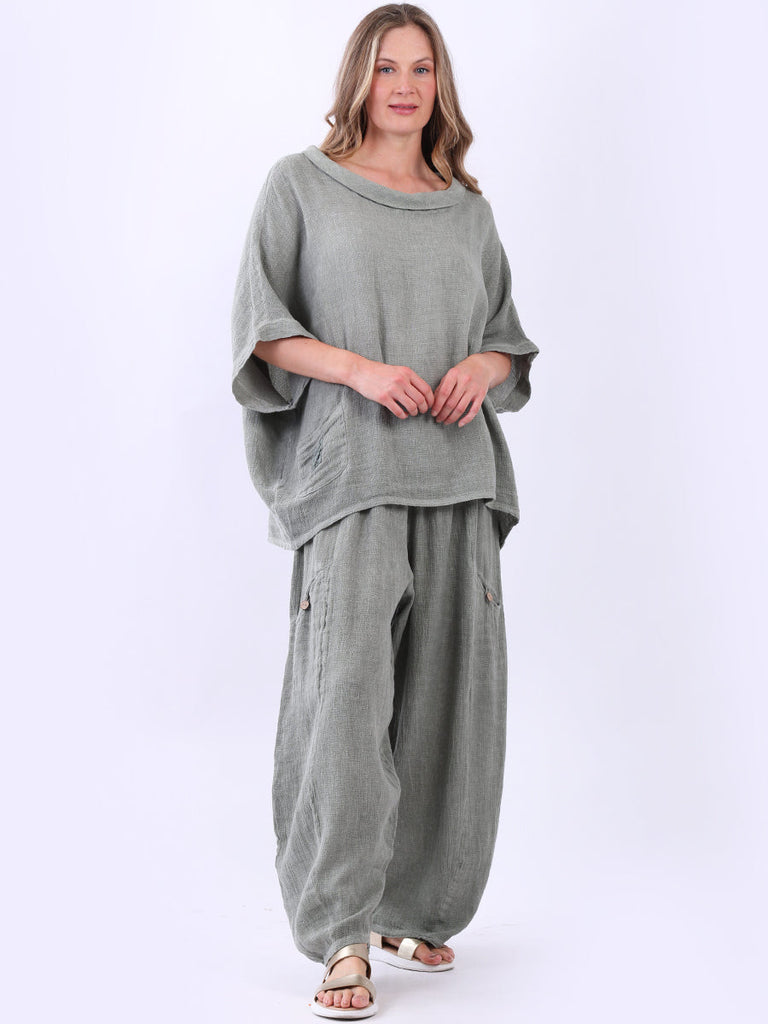 Vintage Linen Top Khaki