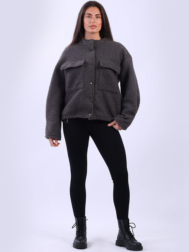 Woolen Crop Jacket Charcoal