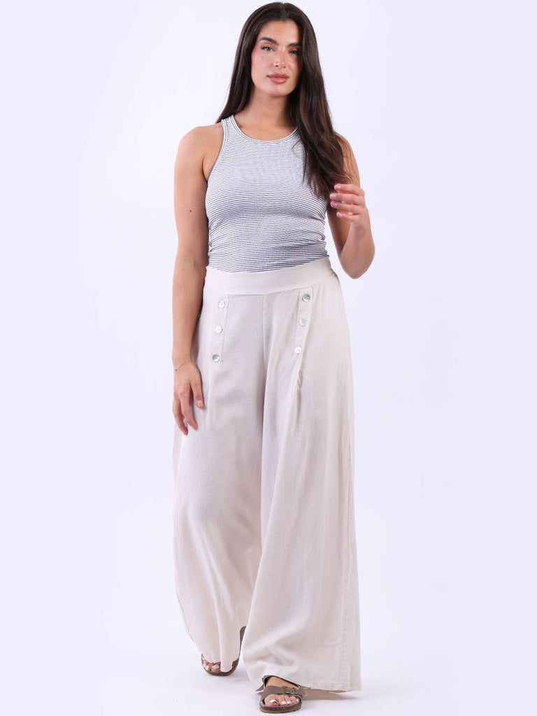 Plain Wide Leg Pant Beige