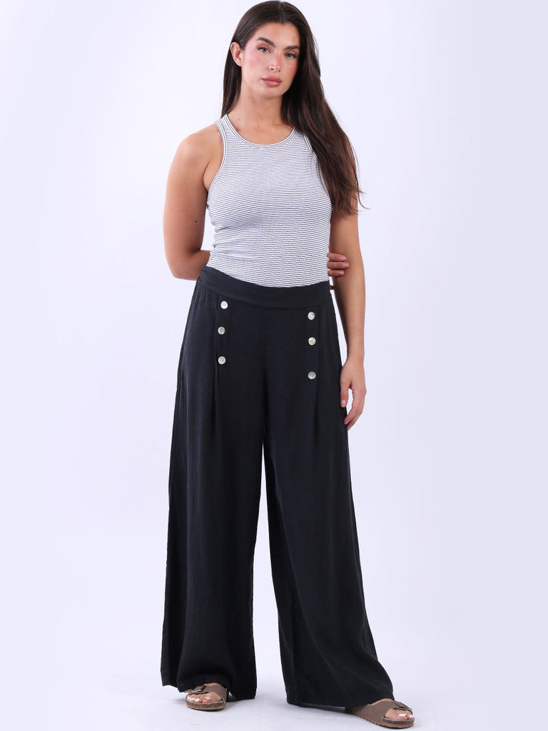 Plain Wide Leg Pant Black