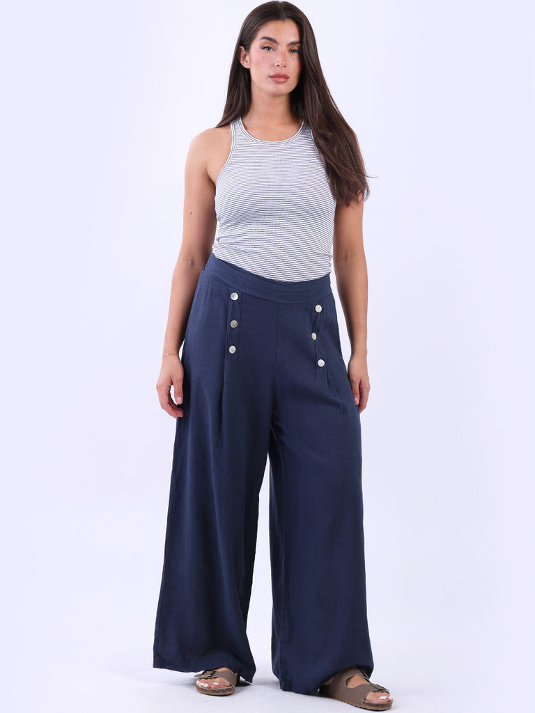 Plain Wide Leg Pant Navy