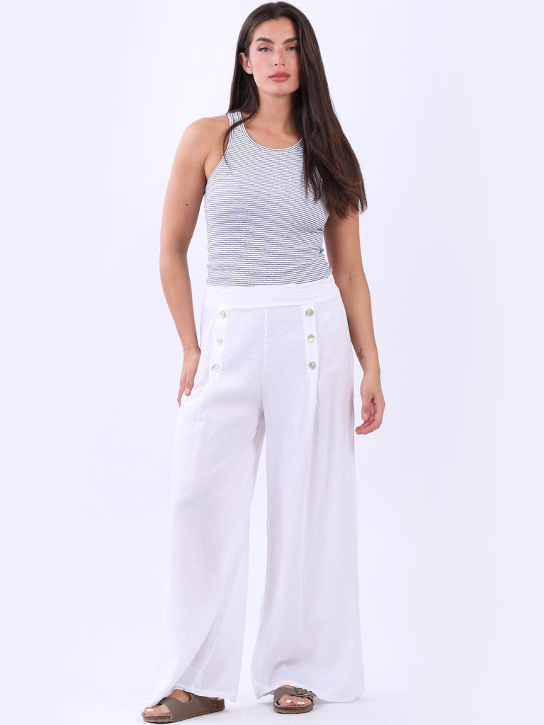 Plain Wide Leg Pant White