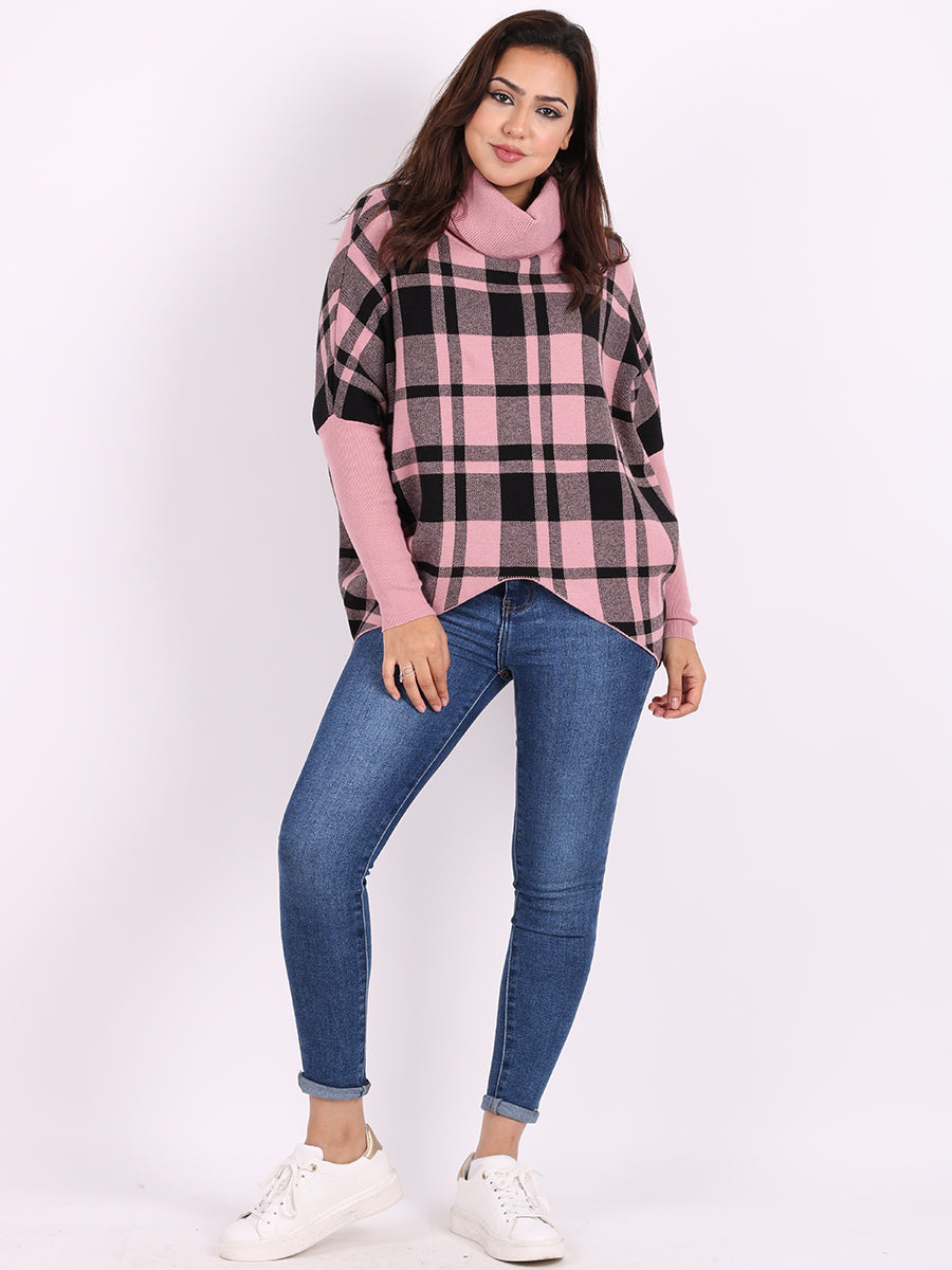 Batwing Knitted Checked Crop Jumper – Yayavoo Pakistan