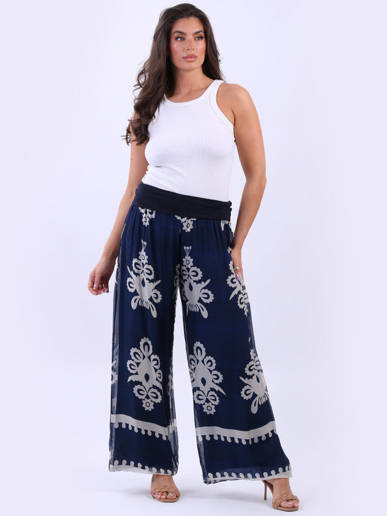 Women Silk Trouser Navy