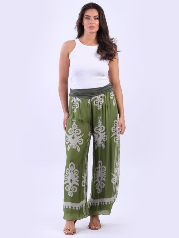 Women Silk Trouser Olive