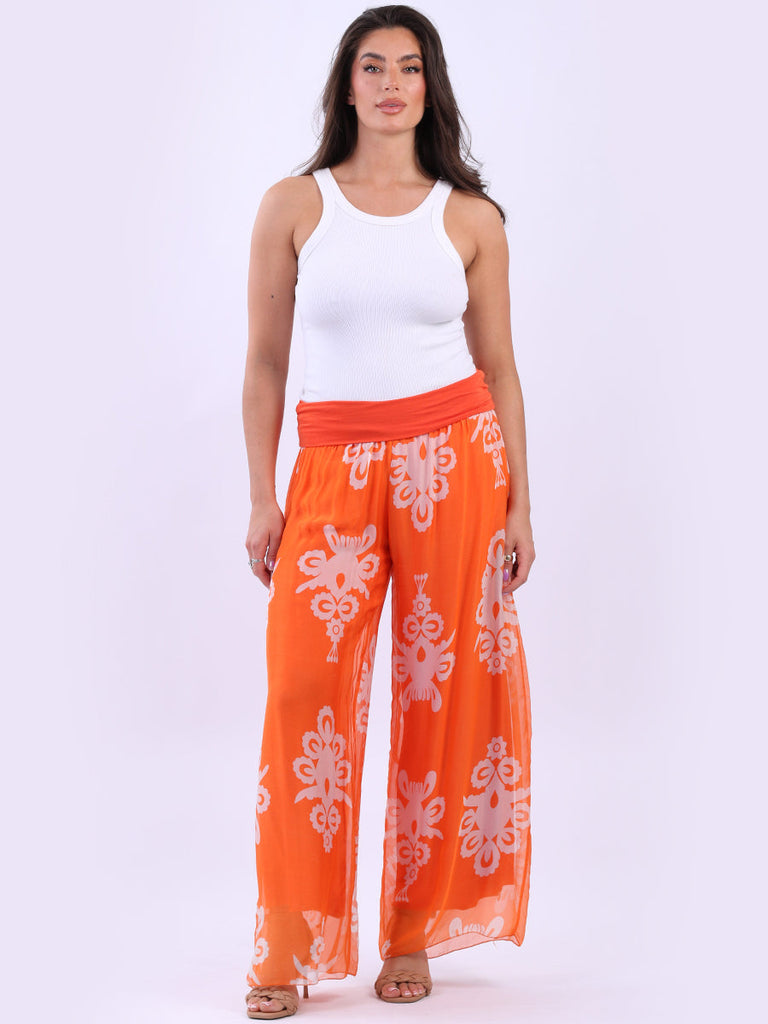 Women Silk Trouser Orange