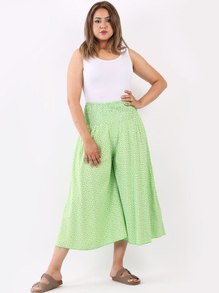 Floral High Waist Trouser Lime Green