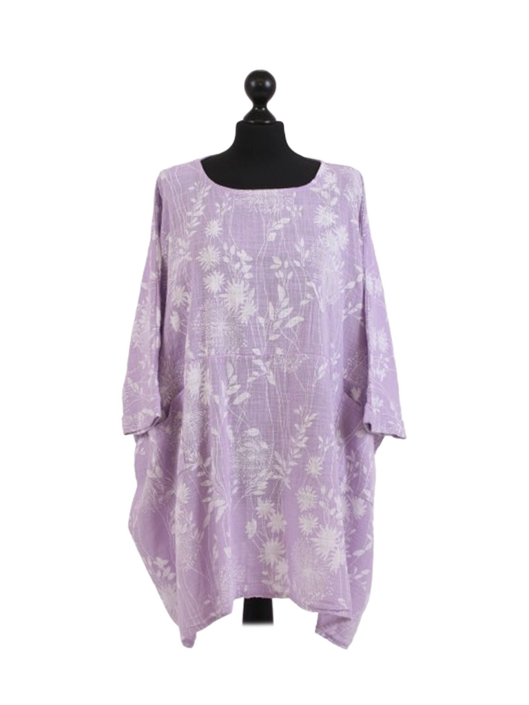 Floral Print Batwing Tunic Lilac