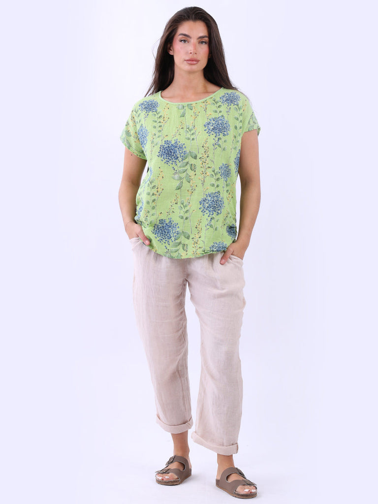 Cotton Baggy Top Lime Green