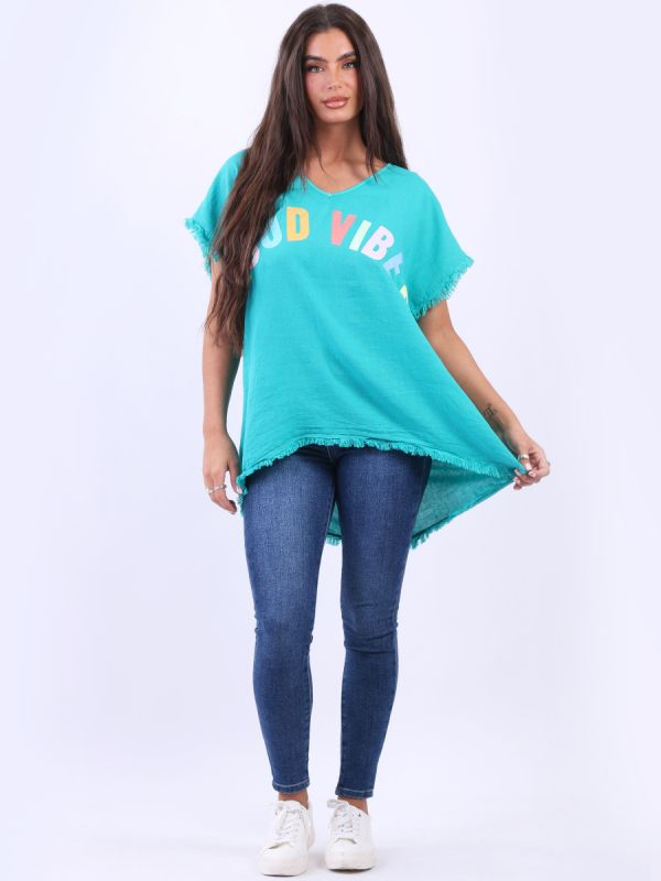 Ladies Cotton T Shirt Aqua