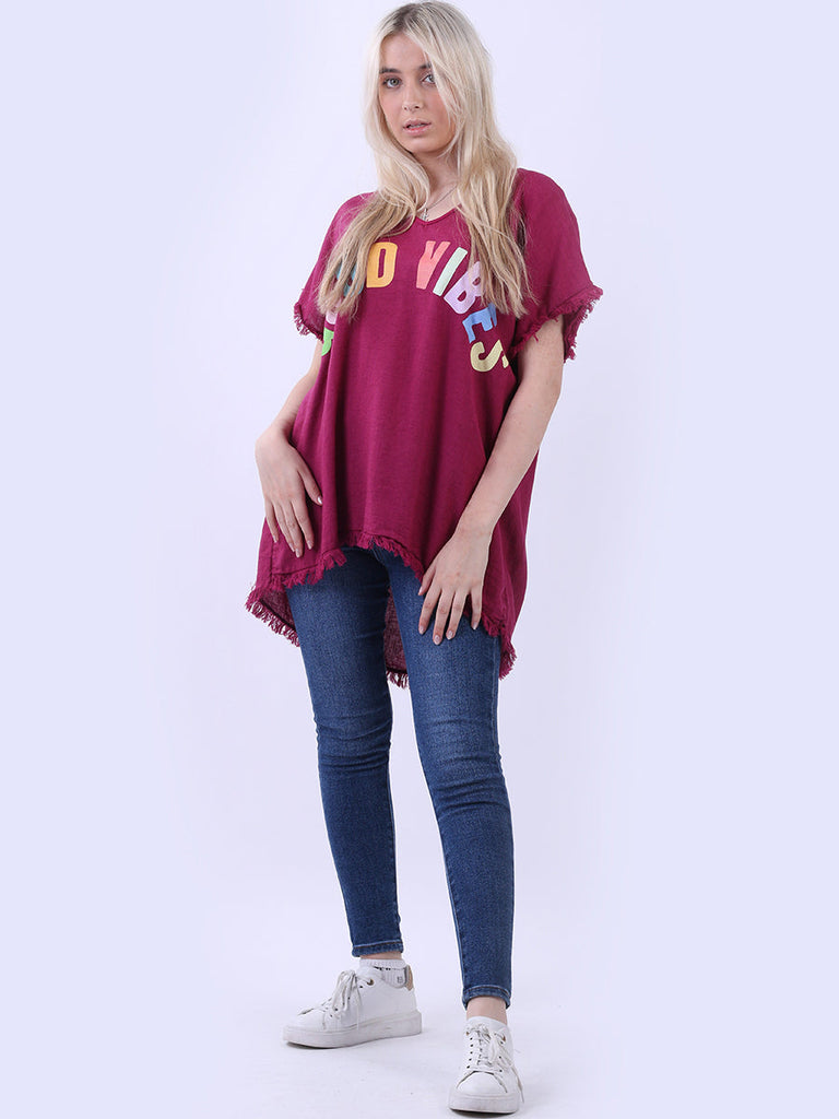 Ladies Cotton T Shirt Wine