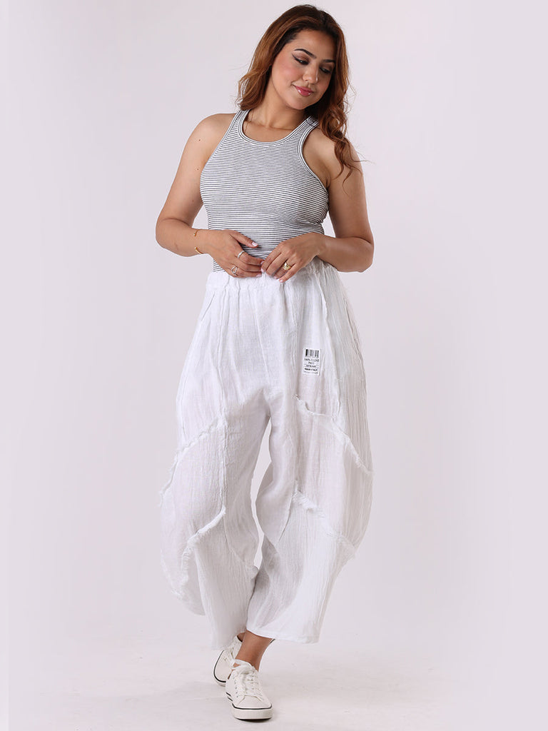 Plain Linen Slouchy Trouser White