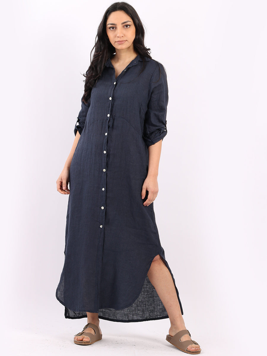 Longline Linen Shirt Dress
