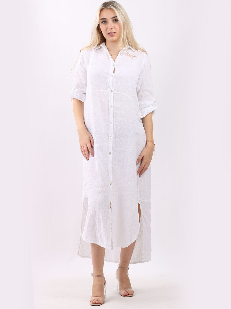 Linen shirt dress white 2025