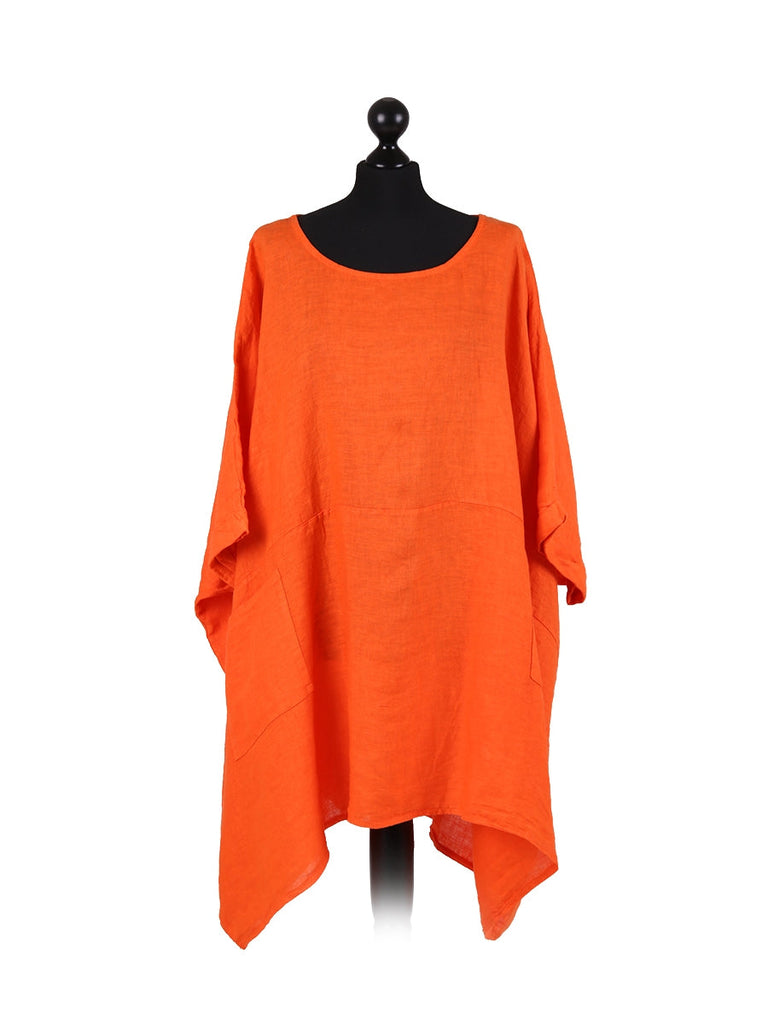 Oversized Linen Batwing Top Orange 