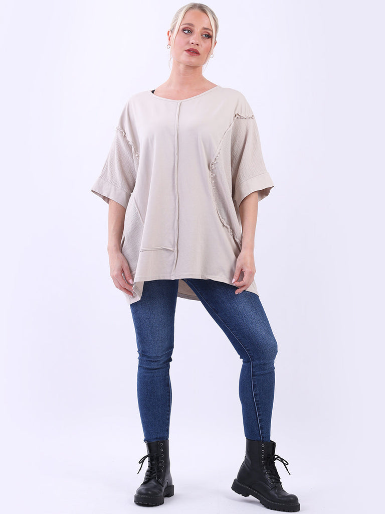 Hopsack Baggy Cotton Top Beige 