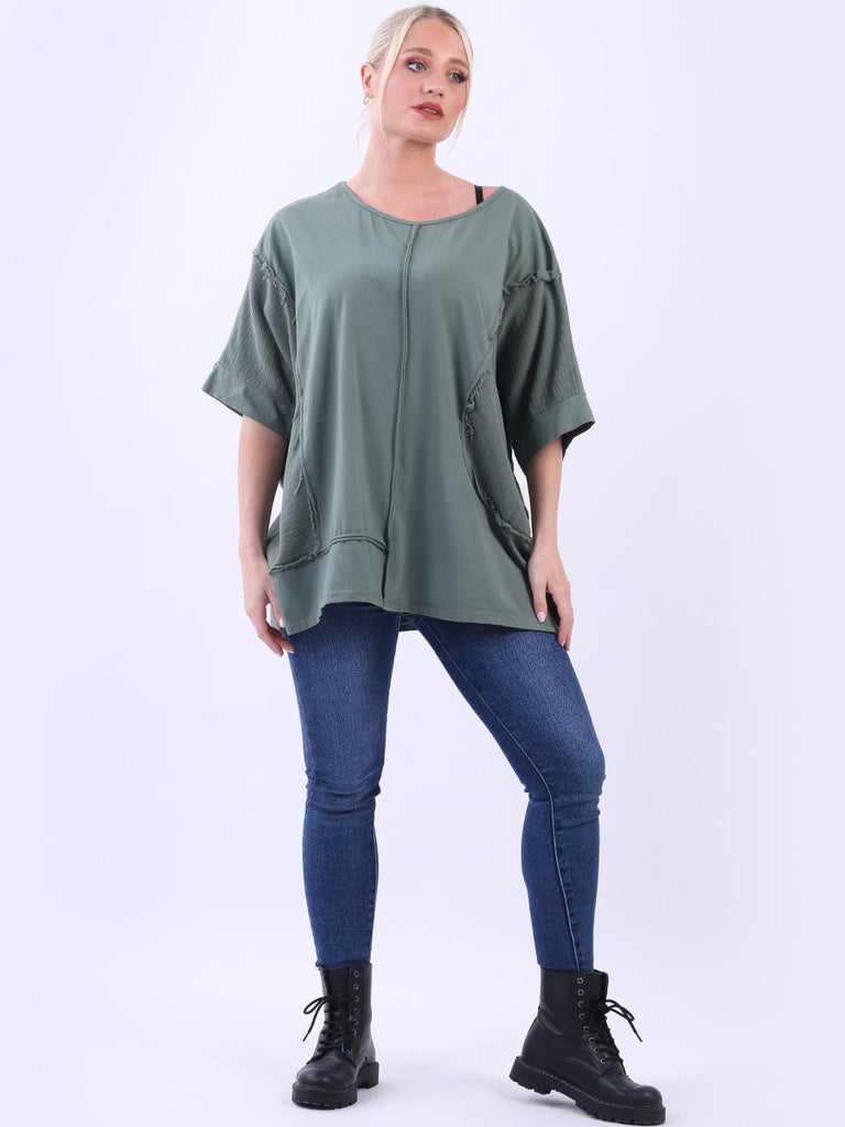 Hopsack Baggy Cotton Top Khaki