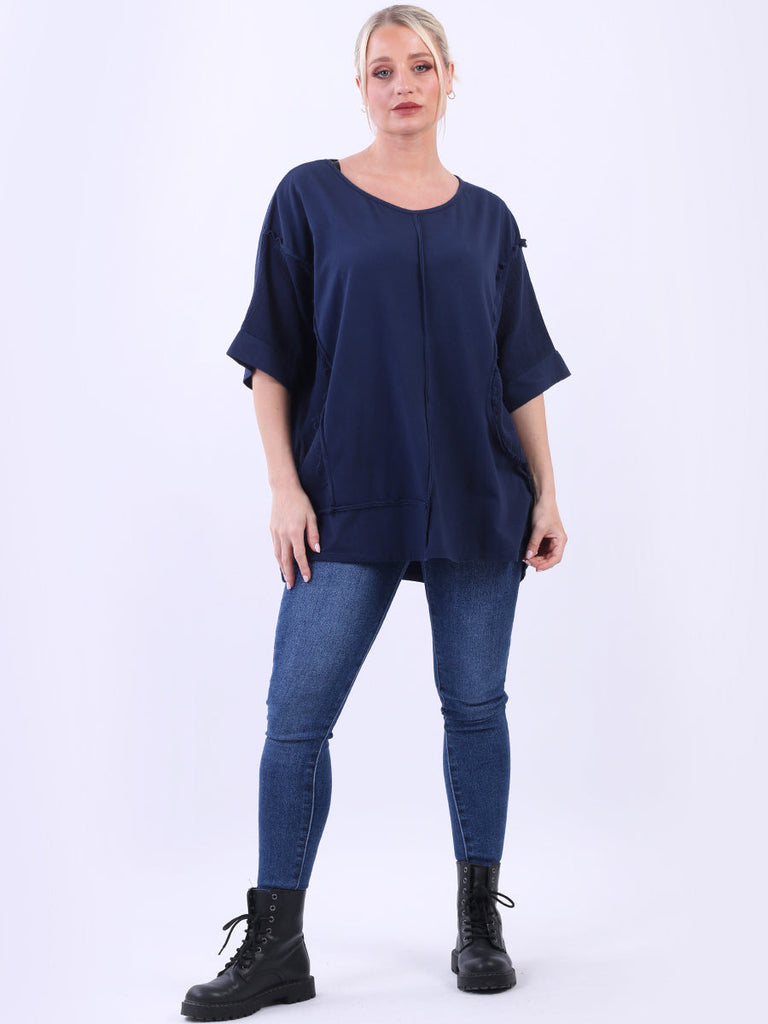 Hopsack Baggy Cotton Top Navy 