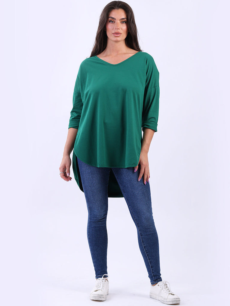 V-Neck Cotton Baggy Top Green