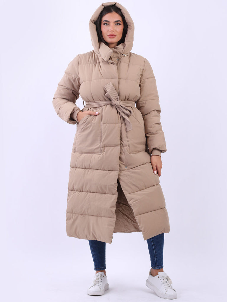 Plus Size Down Puffer Padded Coat Beige 