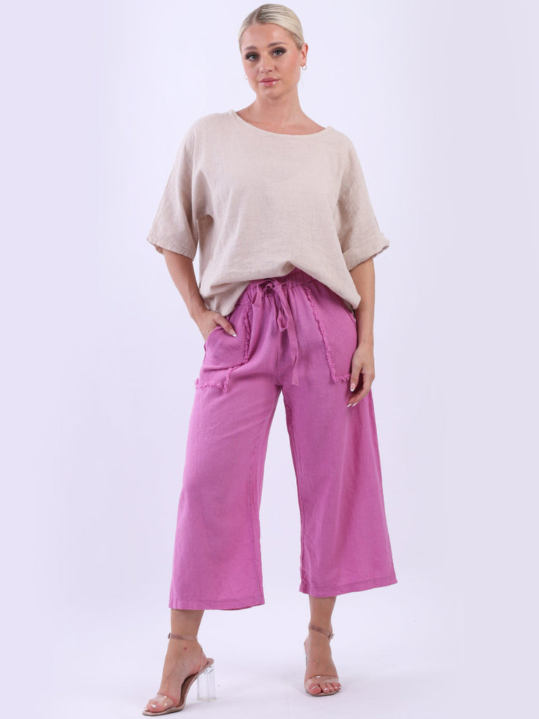 Linen Wide Leg Trouser Raspberry
