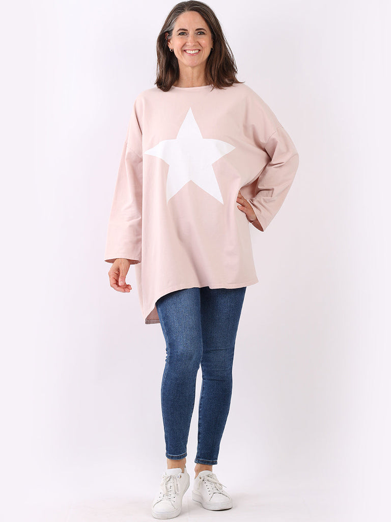 Star Print Oversized Shirt Pink