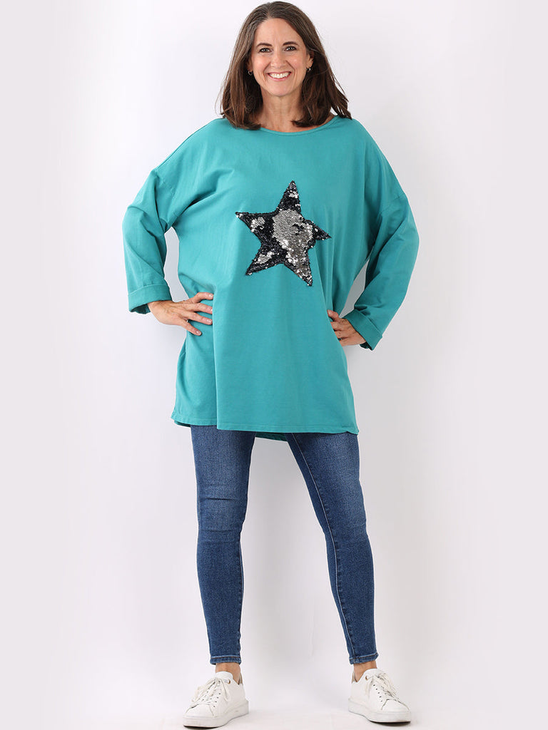 Oversized Cotton Top Aqua