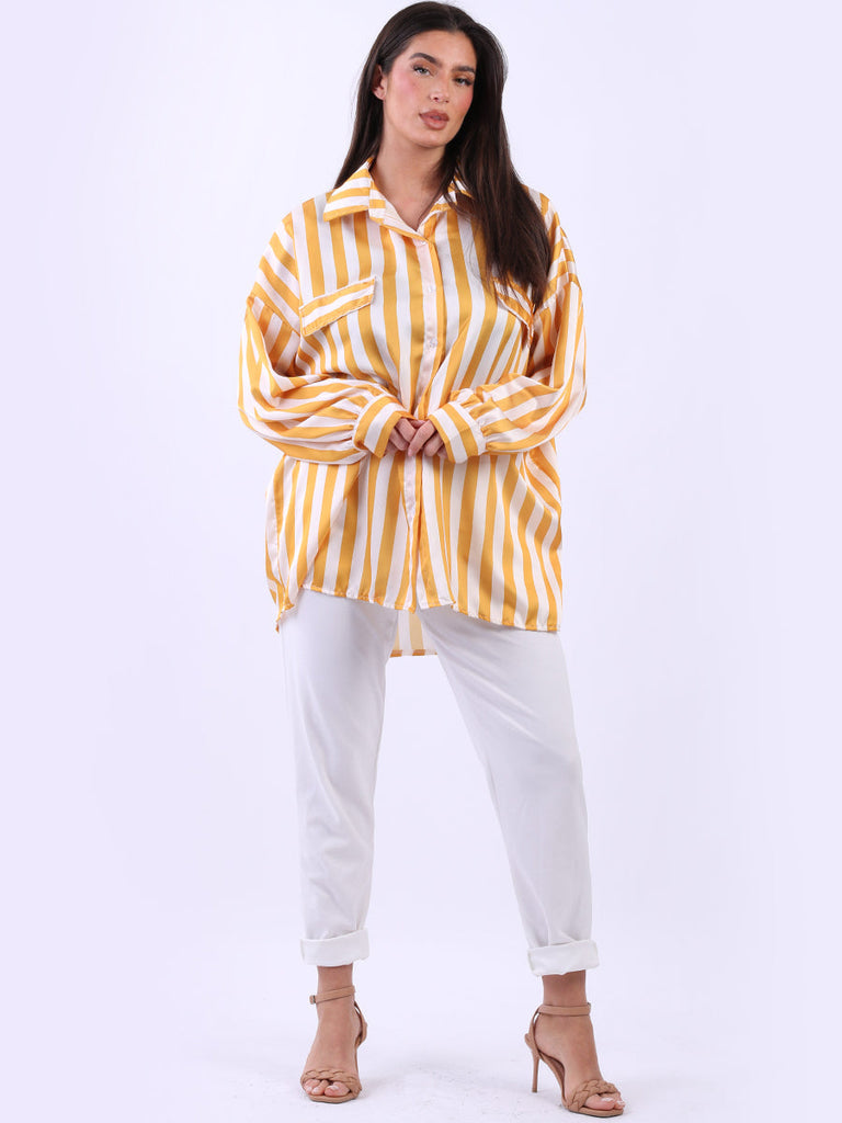 Stripy Cotton Shirt Mustard
