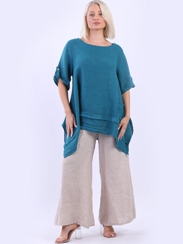 Linen Tunic Top Teal