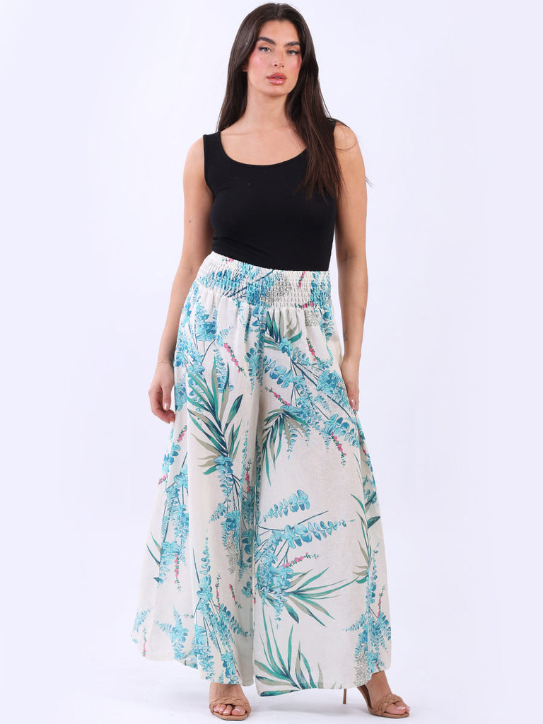 Wide Leg Linen Palazzo Beige