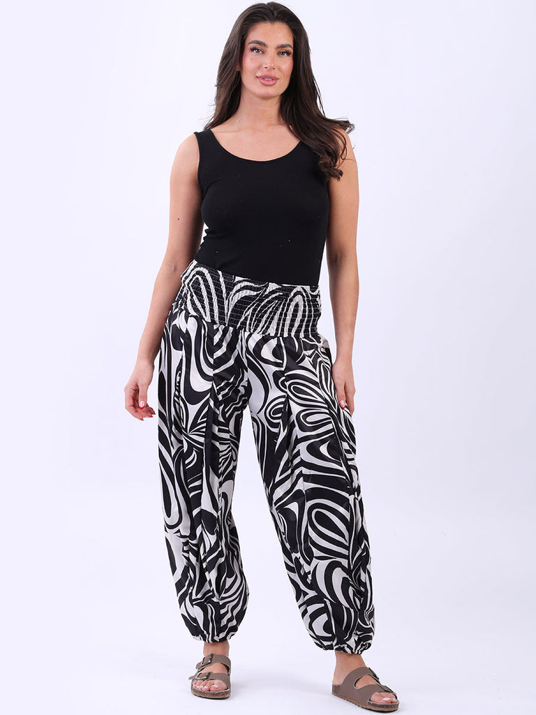 Abstract Print Hip Pop Harem Pant Black