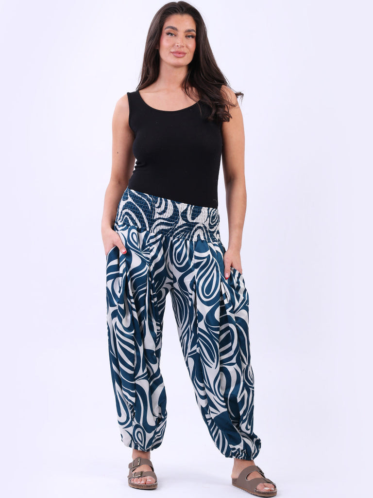 Abstract Print Hip Pop Harem Pant Navy