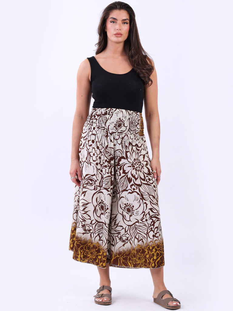 Floral Wide Leg Pant Chocolate