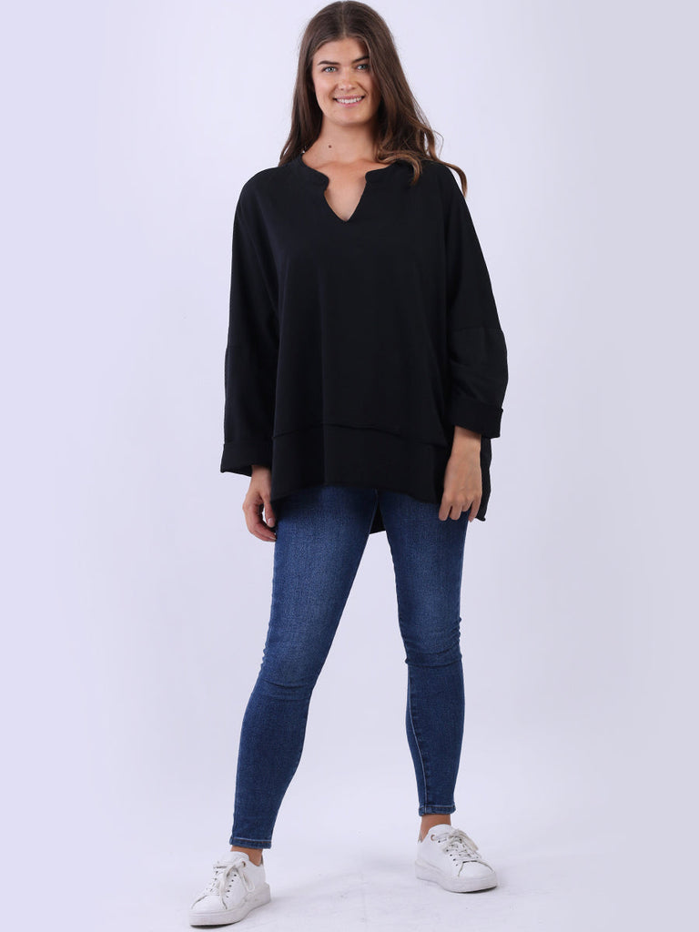 Baggy Solid Cotton Top Black