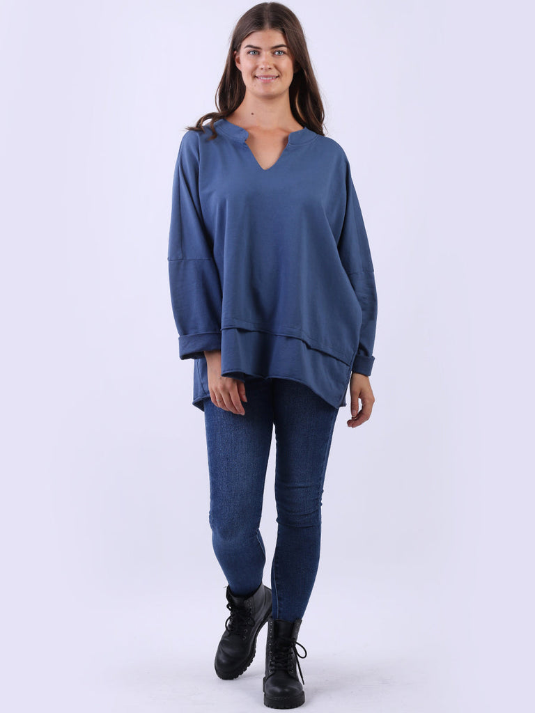Baggy Solid Cotton Top denim