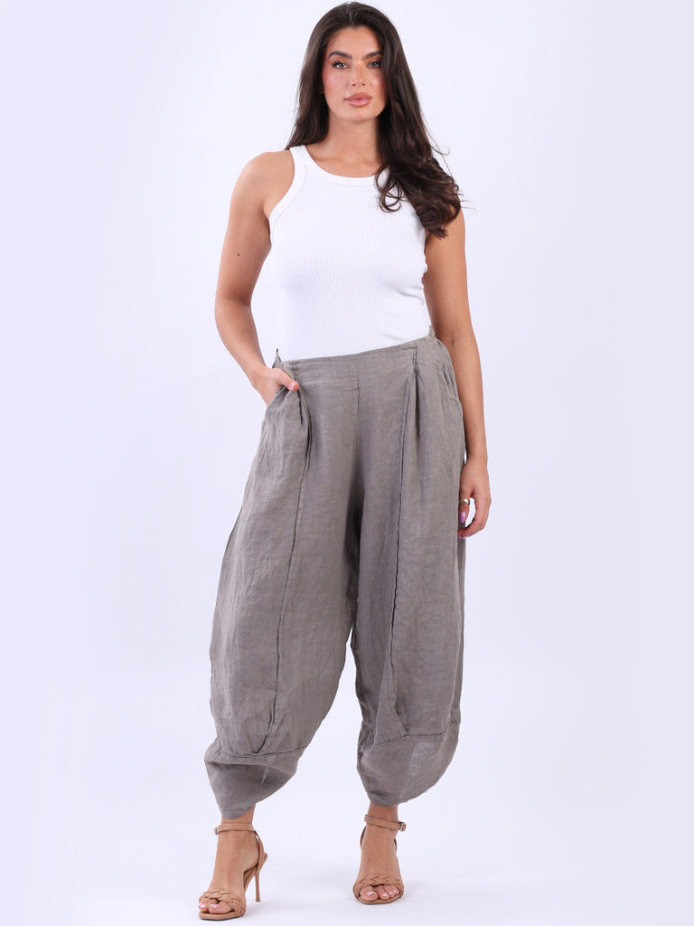 Solid Linen Casual Trouser Mocha