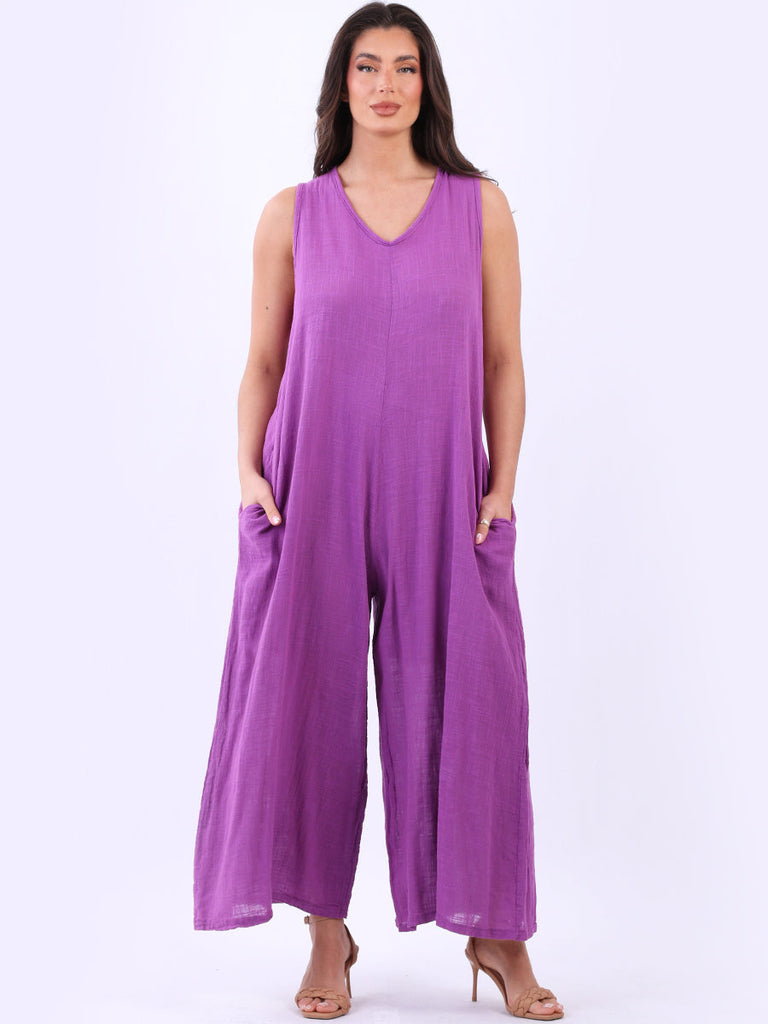 Women Sleeveless Jumpsuit Magenta