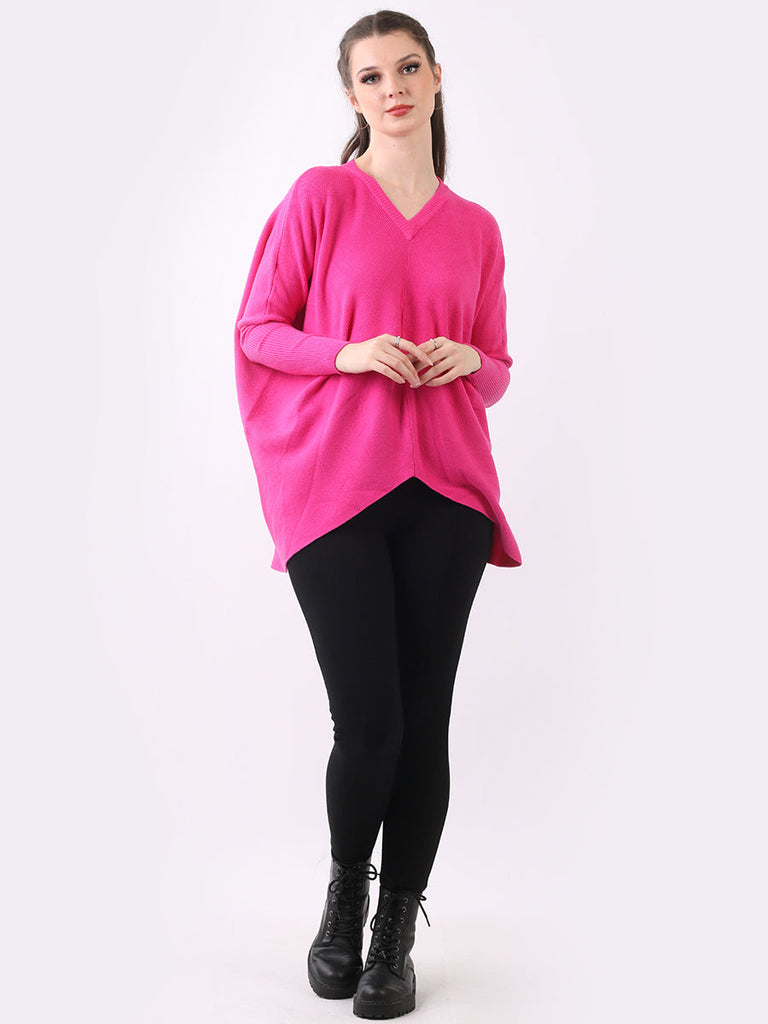 Plain Knitted Jumper Fuchsia