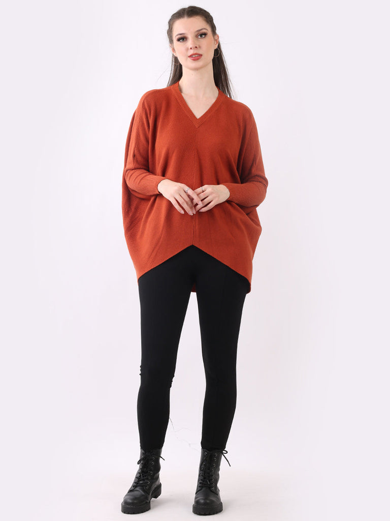 Plain Knitted Jumper Rust