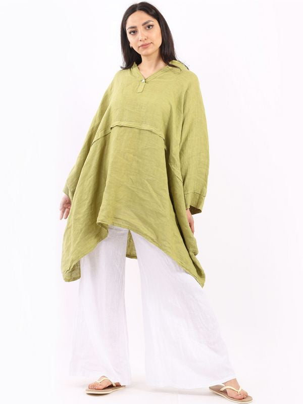 Linen Batwing Top Lime Green 