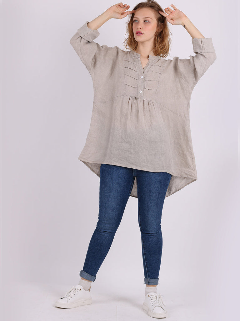 Pleated Tunic TopBeige