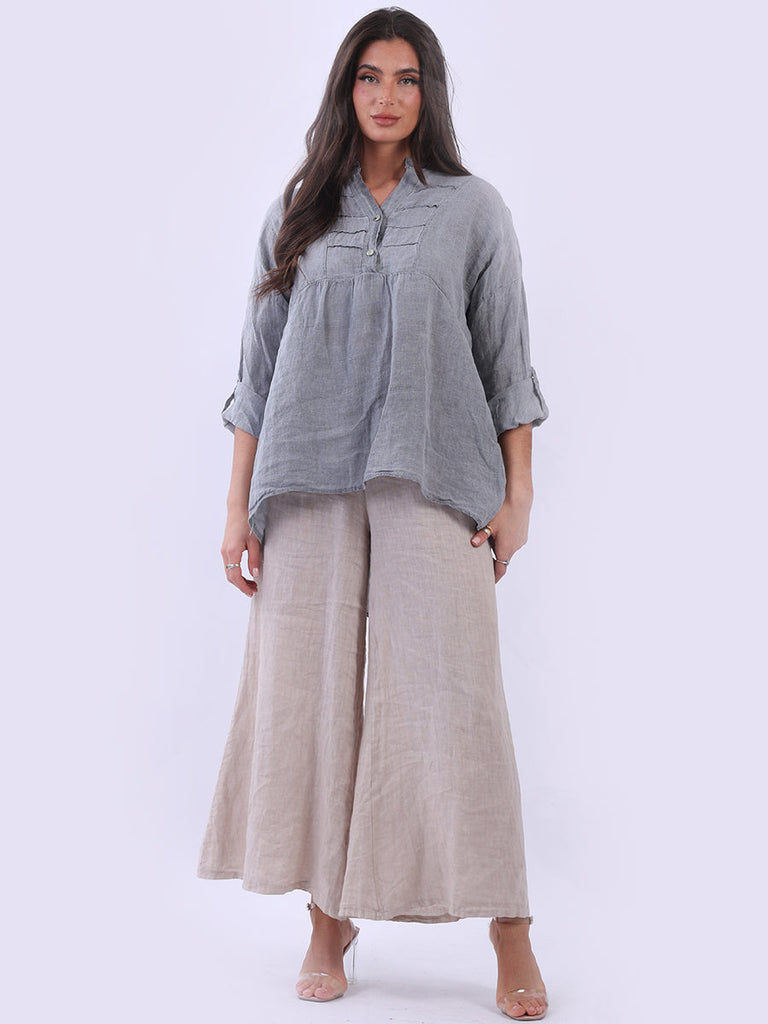 Pleated Tunic Top Charcoal